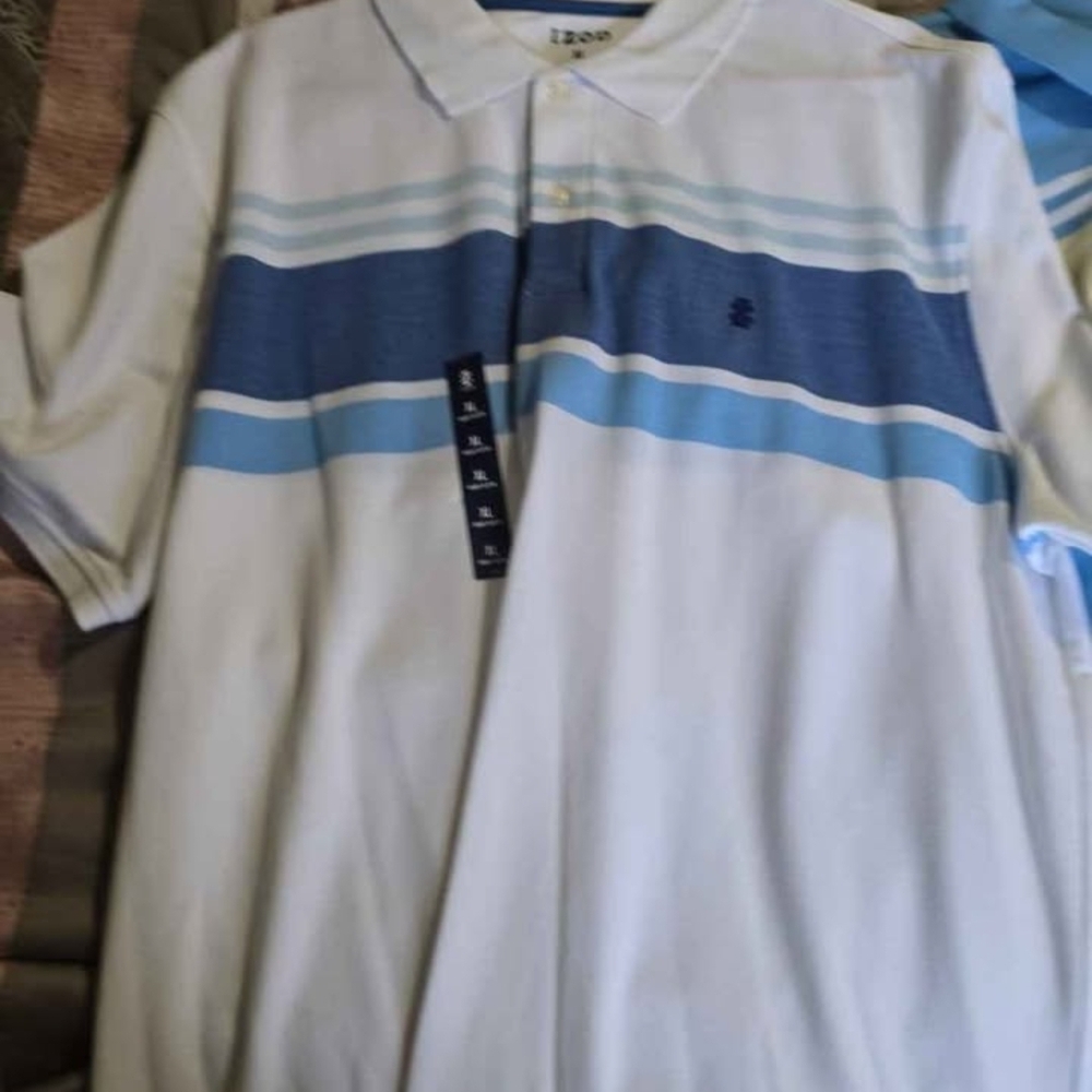 Izod Men's Polo Shirt with Blue Stripes